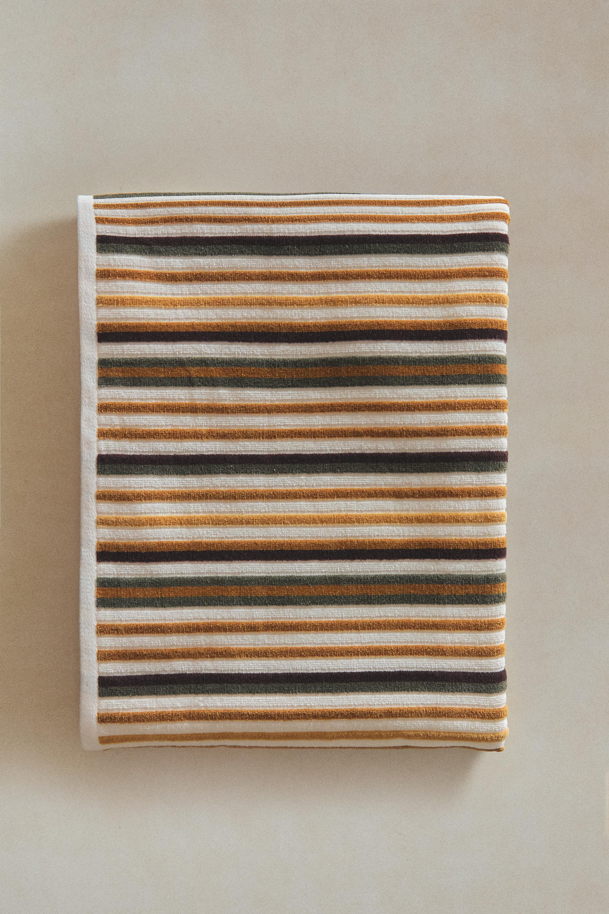 STRIPED VELOUR BATH TOWEL